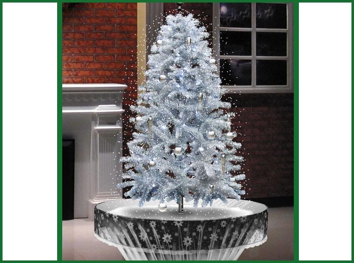snowing christmas tree - white silver skirted - 2011 -2012